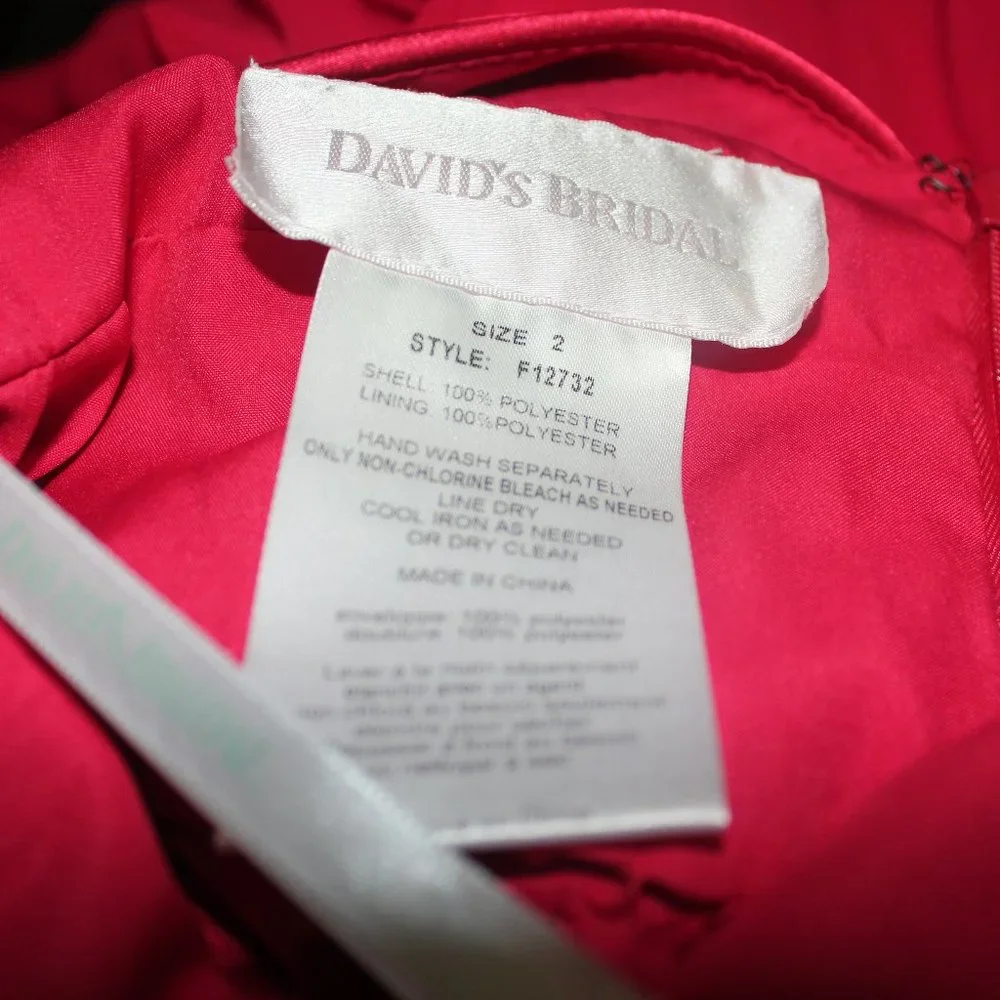 David's Bridal Red Bridesmaid Dress - Picture 2 of 3